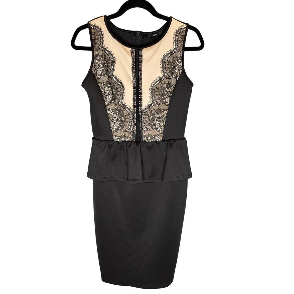 Fora Black Lace Peplum Dress - Size Medium